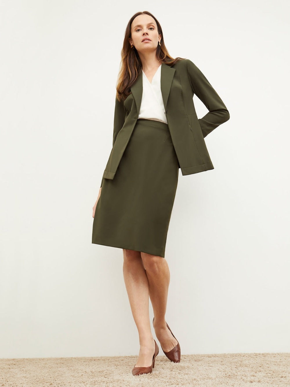 MM Lafleur Olive Green Pencil Skirt